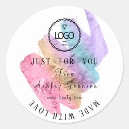 愛感謝していピンクのバラで作らグラデーションれたロゴ ラウンドシール