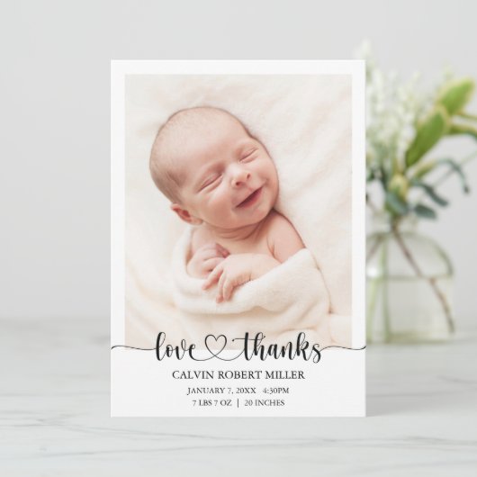 愛感謝していベビー誕生発表写真カード 案内状 (スタンド正面)
