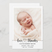 愛感謝していベビー誕生発表写真カード 案内状 (正面/裏面)