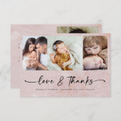 愛感謝していモダン4枚新生児 サンキューカード (正面/裏面)