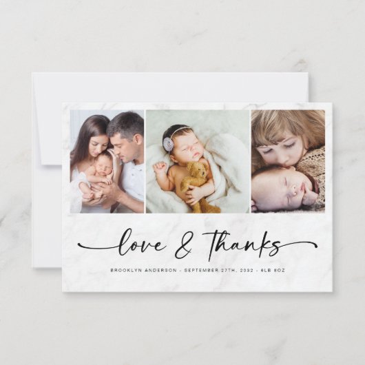 愛感謝していモダン4枚新生児 サンキューカード (正面)