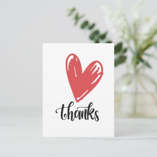 愛感謝してい者の愛赤いハートをありがとう ポストカード (スタンド正面)