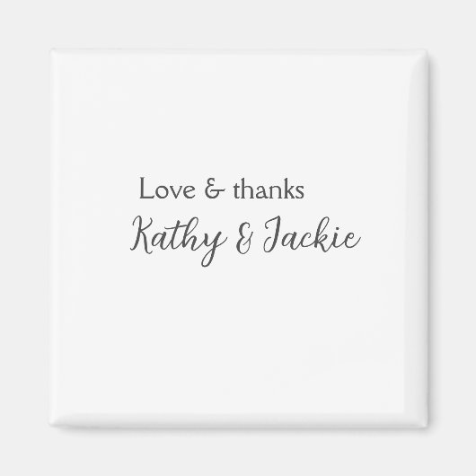 愛感謝してい連名のシンプル結婚ミニマル マグネット (正面)