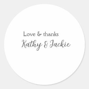 愛感謝してい連名のシンプル結婚ミニマル ラウンドシール