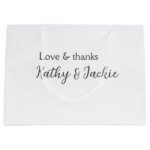 愛感謝してい連名のシンプル結婚ミニマル ラージペーパーバッグ