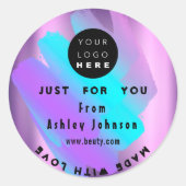 愛感謝してい青線で作られたロゴホログラフ ラウンドシール (正面)