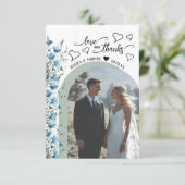 愛感謝してい青野草写真QRコード結婚ズ サンキューカード (スタンド正面)