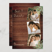 愛感謝してい3植物緑結婚の サンキューカード (正面/裏面)