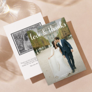 愛感謝してい&   2フォトブラック&ホワイト結婚ズ サンキューカード
