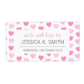 愛手製の缶詰になる瓶によってなされるピンクのハート ラベル (正面)