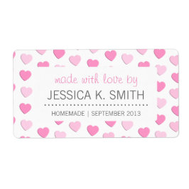 愛手製の缶詰になる瓶によってなされるピンクのハート ラベル