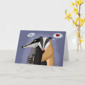 愛挨拶状のアナグマ カード (黄色い花)