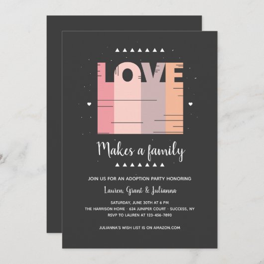 愛採用のパーティの招待状 招待状 (正面/裏面)