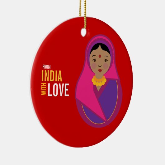 愛採用の記念品が付いているインドから セラミックオーナメント (右)