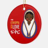 愛採用の記念品が付いているエチオピアから セラミックオーナメント (左)