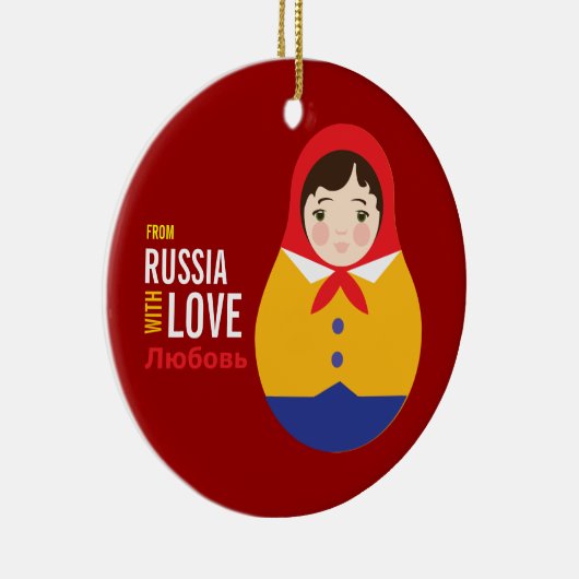 愛採用の記念品が付いているロシアからのMatryoshka セラミックオーナメント (右)