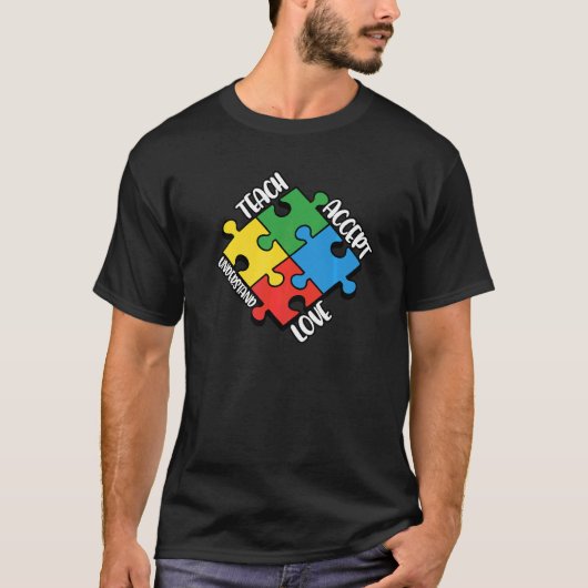 愛教えを受け入れて4月の自閉症を理解する Tシャツ (正面)