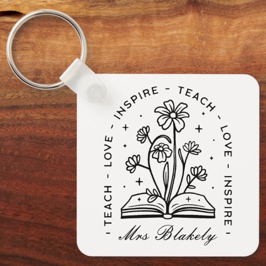 愛教えインスパイアパーソナライズされた先生名 キーホルダー (正面)