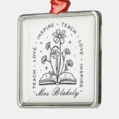 愛教えインスパイアパーソナライズされた先生名 メタルオーナメント (左)
