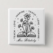 愛教えインスパイアパーソナライズされた先生名 缶バッジ (正面)