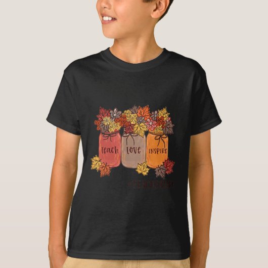 愛教えインスパイア先生ライフ教えズ秋のボー Tシャツ (正面)