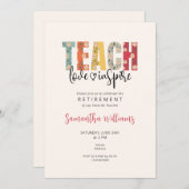 愛教えインスパイア先生感謝の退職 招待状 (正面/裏面)