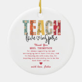 愛教えインスパイア先生感謝フォトギフト セラミックオーナメント (裏面)