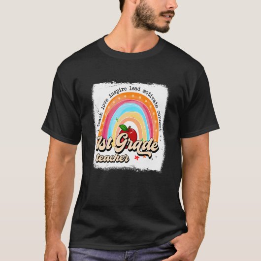 愛教え1年生の先生バックSchoo Tシャツ (正面)