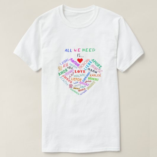 愛数々の語文字付き言語Tシャツ Tシャツ (デザイン正面)