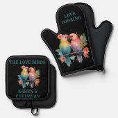 愛料理 – 愛の鳥パーソナライズされた- 鍋つかみ&鍋敷きセット (正面/裏面)