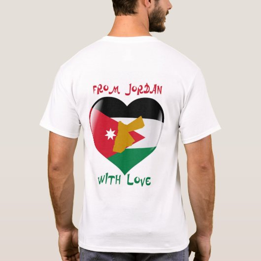 愛旗のTシャツが付いているヨルダンから Tシャツ (裏面)