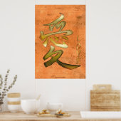 愛日本のアジア美術シリーズの漢字シンボル ポスター (キッチン)