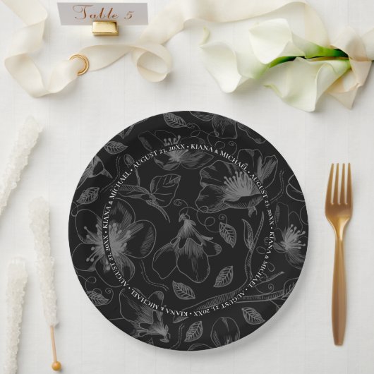 愛書道フローラ縁ど名Wht ID940 ペーパープレート (ウェディング)