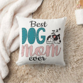 愛最高のし眠る斑点のある子犬を持つ犬の母 クッション (ブランケット)