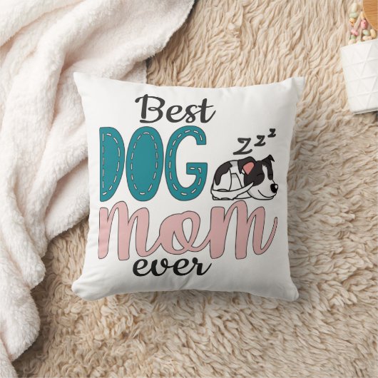 愛最高のし眠る斑点のある子犬を持つ犬の母 クッション (ブランケット)