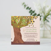 愛木の招待を結婚する落ちるハートの葉 招待状 (スタンド正面)