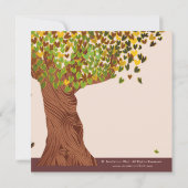 愛木の招待を結婚する落ちるハートの葉 招待状 (裏面)