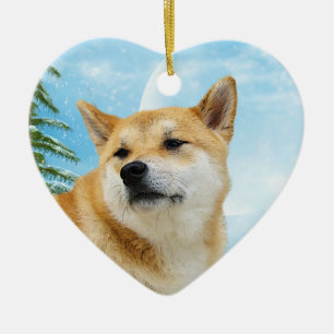 愛柴犬のクリスマスのオーナメント セラミックオーナメント