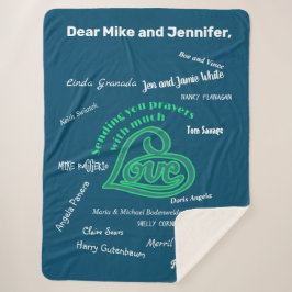 愛気にと祈りの言葉の毛布 シェルパブランケット