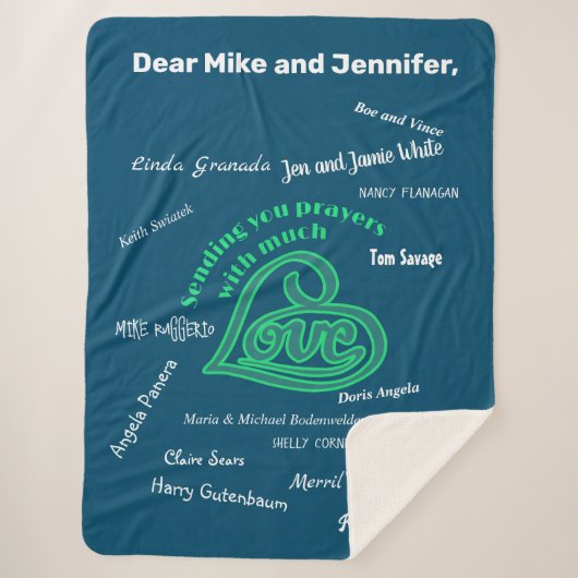 愛気にと祈りの言葉の毛布 シェルパブランケット (正面)