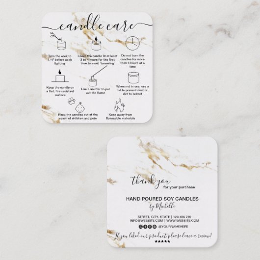 愛気に製キャンドルカードサンキューカード スクエア名刺 (正面/裏面)