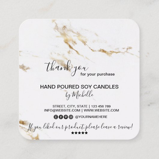 愛気に製キャンドルカードサンキューカード スクエア名刺