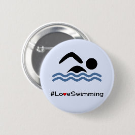 愛水泳のピクトグラムの青 缶バッジ