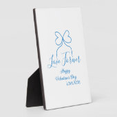 愛永遠に 青いリボン ハッピー バレンタインデー ネーム入り フォトプラーク (側面)