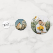 愛渦巻形のの日結婚付イニシャルロマンチックな写真 コンフェッティ (裏面)