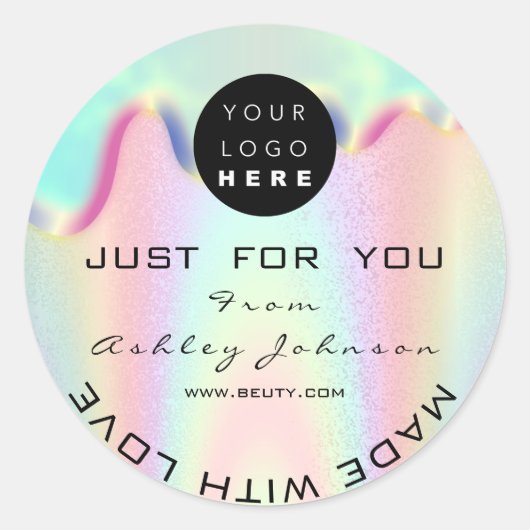 愛滴感謝してい付きショップロゴ自筆製 ラウンドシール (正面)