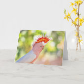 愛火のモホーク語を持つピンクオウム カード (黄色い花)