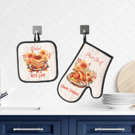 愛焼いたと熱い物が経来験して 鍋つかみ&鍋敷きセット