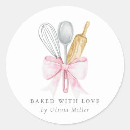 愛焼いたのピエレガントックボウ付きパーソナライズされた ラウンドシール