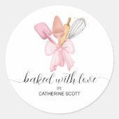 愛焼いたの水の色パーソナライズされたで ラウンドシール (正面)